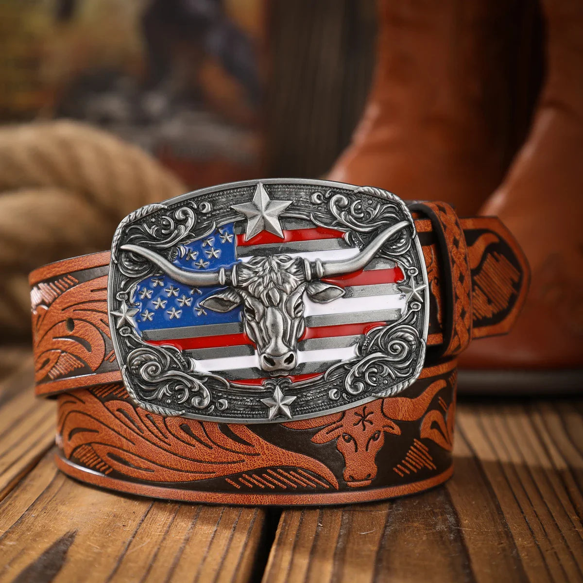 Cinto Long-Horn Americano em Couro Premium - Esporatto
