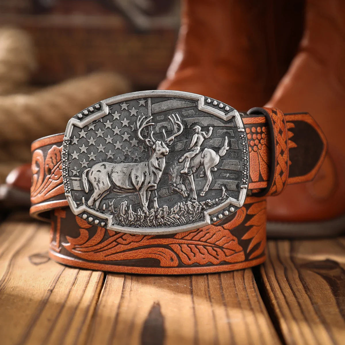 Cinto Cervo Americano em Couro Premium - Esporatto
