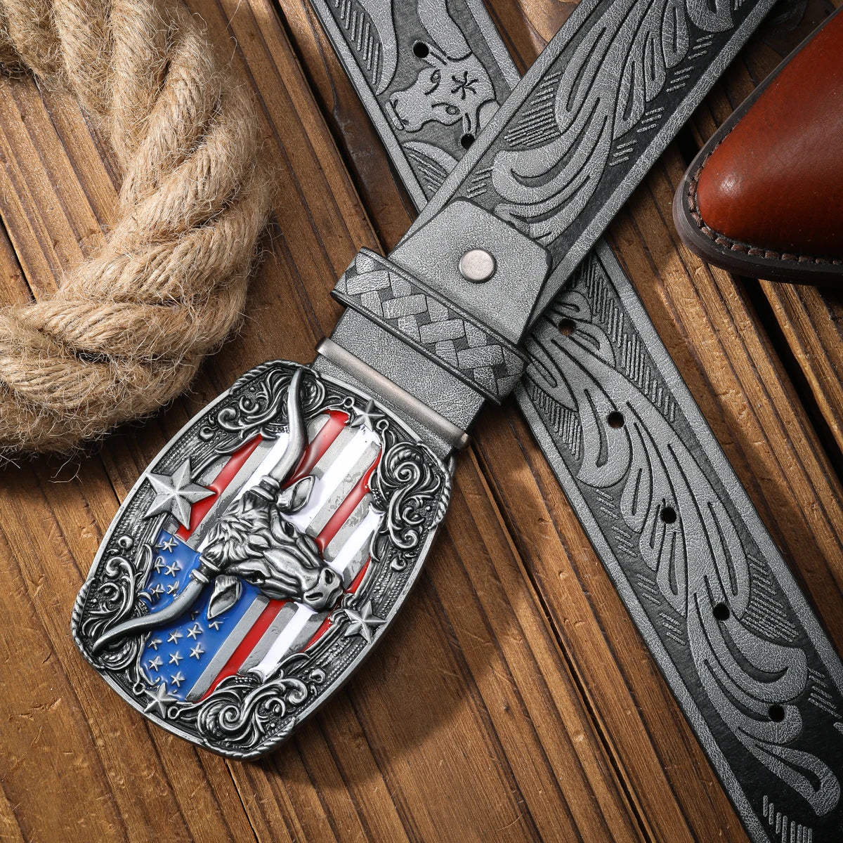 Cinto Long-Horn Americano em Couro Premium - Esporatto