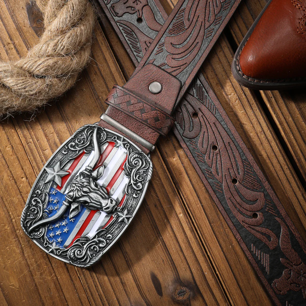 Cinto Long-Horn Americano em Couro Premium - Esporatto