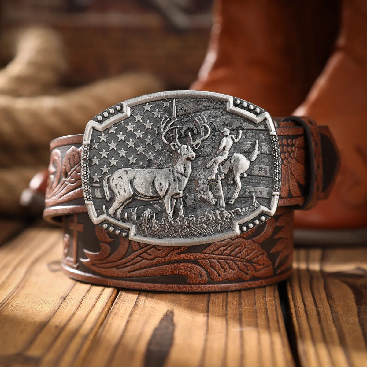 Cinto Cervo Americano em Couro Premium - Esporatto