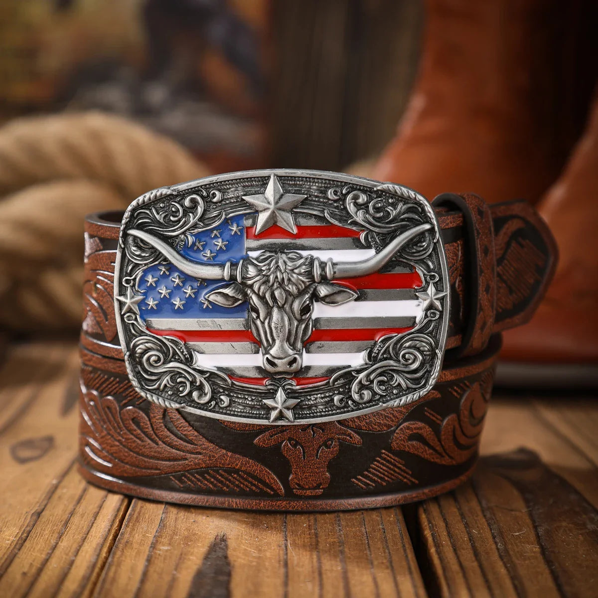 Cinto Long-Horn Americano em Couro Premium - Esporatto
