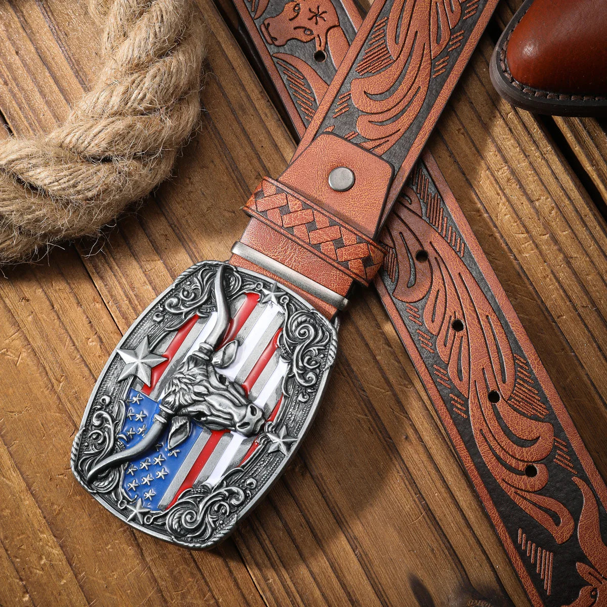 Cinto Long-Horn Americano em Couro Premium - Esporatto