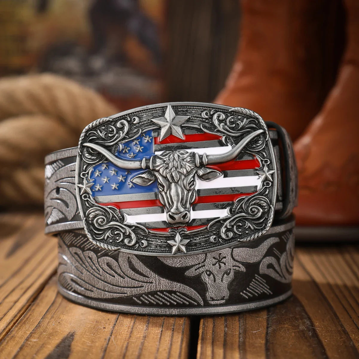 Cinto Long-Horn Americano em Couro Premium - Esporatto
